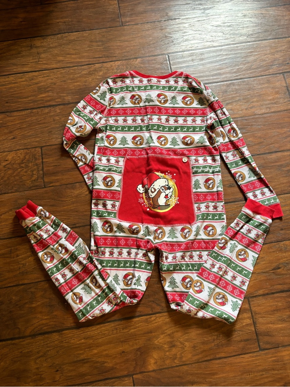 Girls' Red & Green Holiday Santa Pocket Pajama Onesie